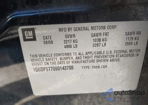 2009 Cadillac Cts z USA, uszkodzony, nr VIN 1G6DF577090143708